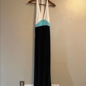 Aa Studio White, Light Blue & Black Maxi Dress